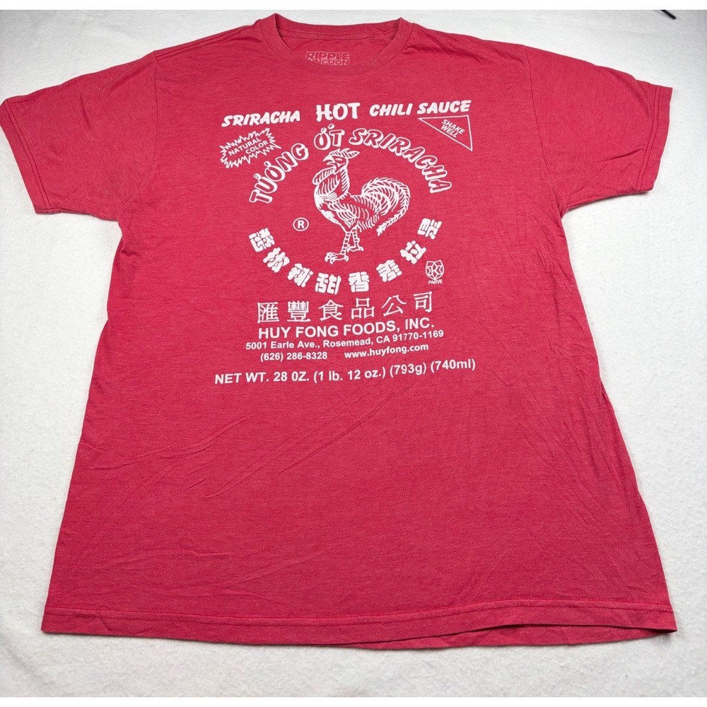 Ripple Junction Sriracha Hot Chili Sauce T-Shirt Red Huy Fong Foods Large